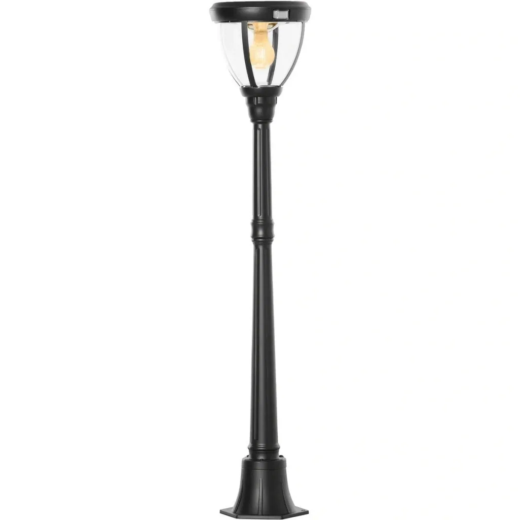 Solar garden lantern garden lamp path light with 31 LED 150 lumens 3000K aluminum tempered glass black 26 x 26 x 130 c