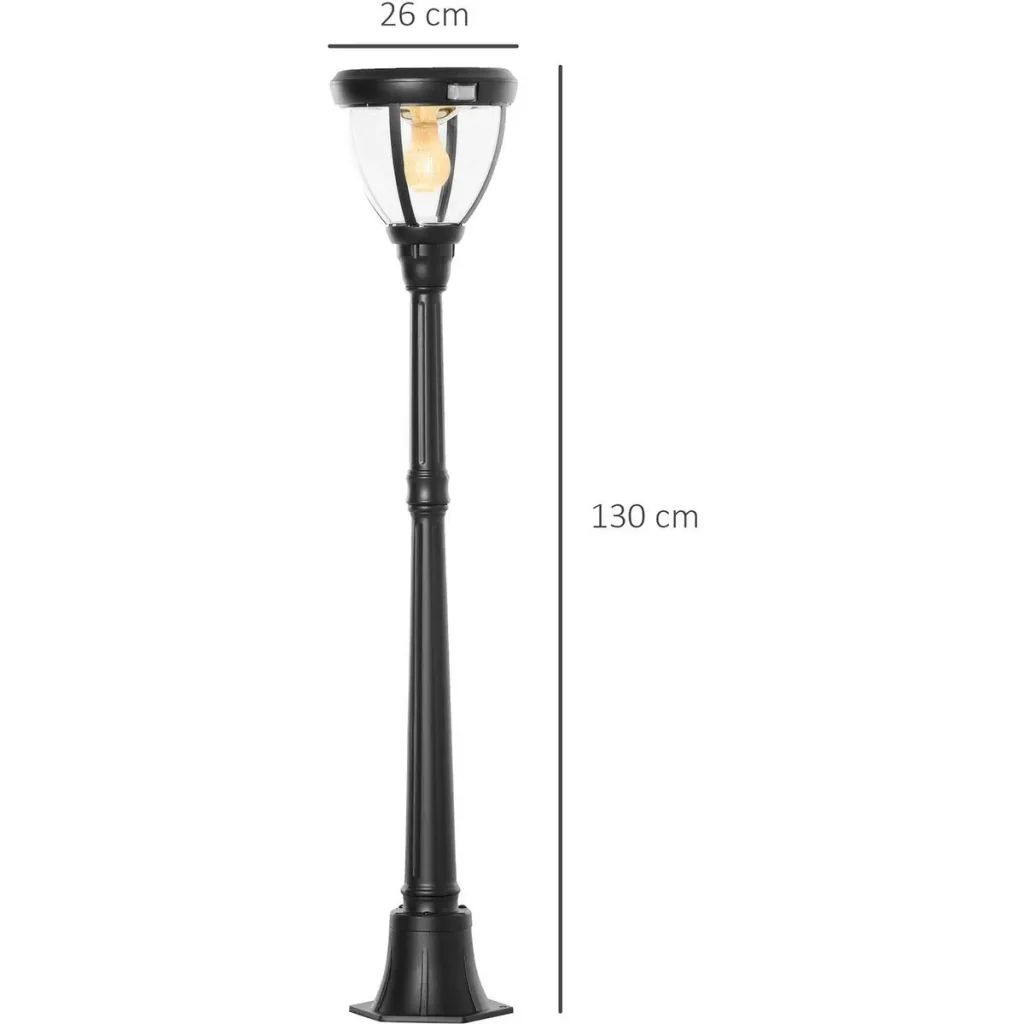 Solar garden lantern garden lamp path light with 31 LED 150 lumens 3000K aluminum tempered glass black 26 x 26 x 130 c