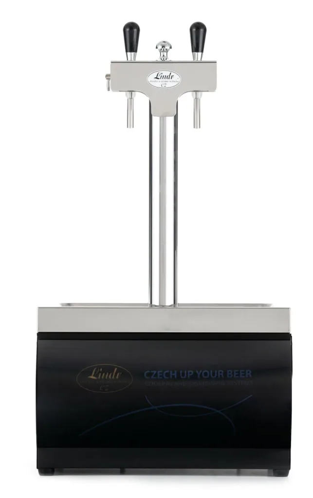Beer dispenser, Beer machine Kontakt 55 / K Profi 2-line dry cooler made of stainless steel, 50 liter / h membrane pump, Green Line