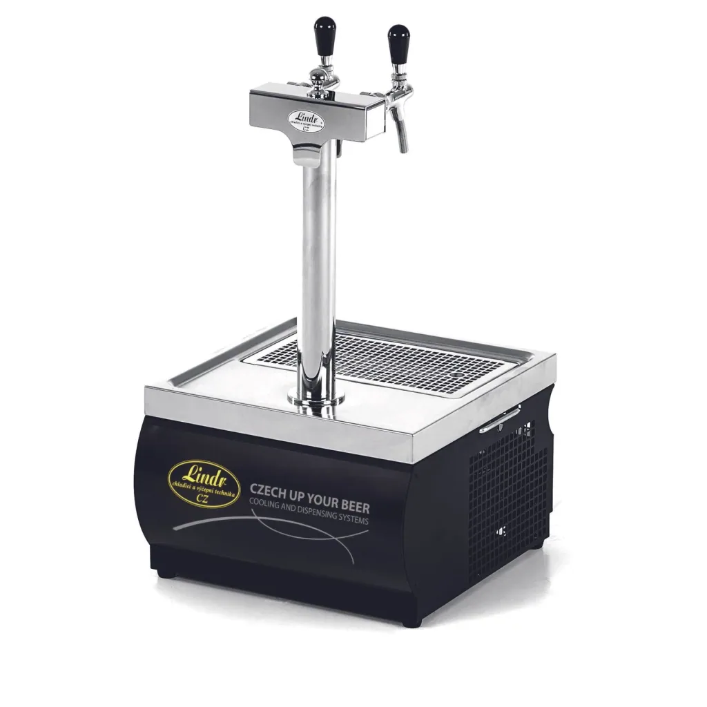 Beer dispenser, Beer machine Kontakt 55 / K Profi 2-line dry cooler made of stainless steel, 50 liter / h membrane pump, Green Line