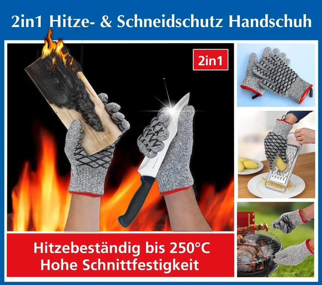 Heat and cut protection gloves, women's size, 1 pair