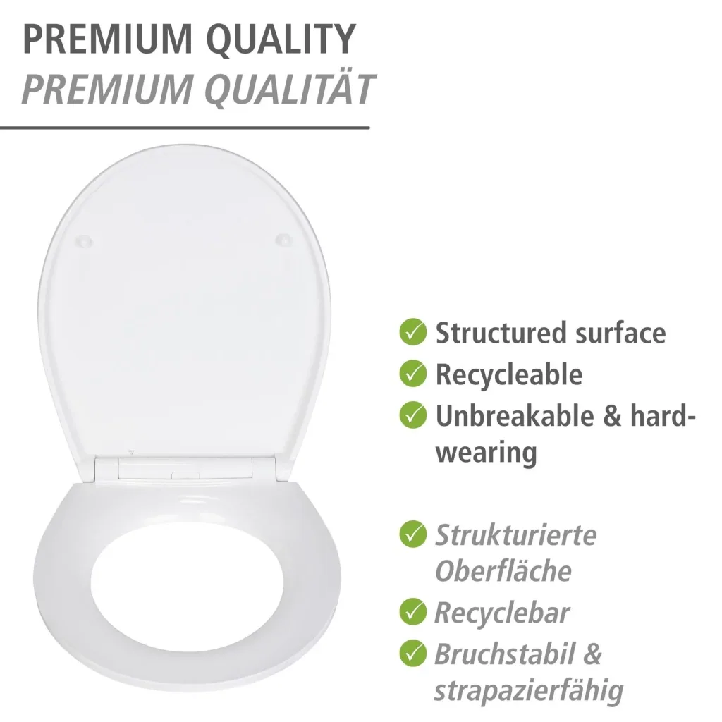 Premium toilet seat Grey Marble with relief, made of antibacterial Duroplast, with soft close