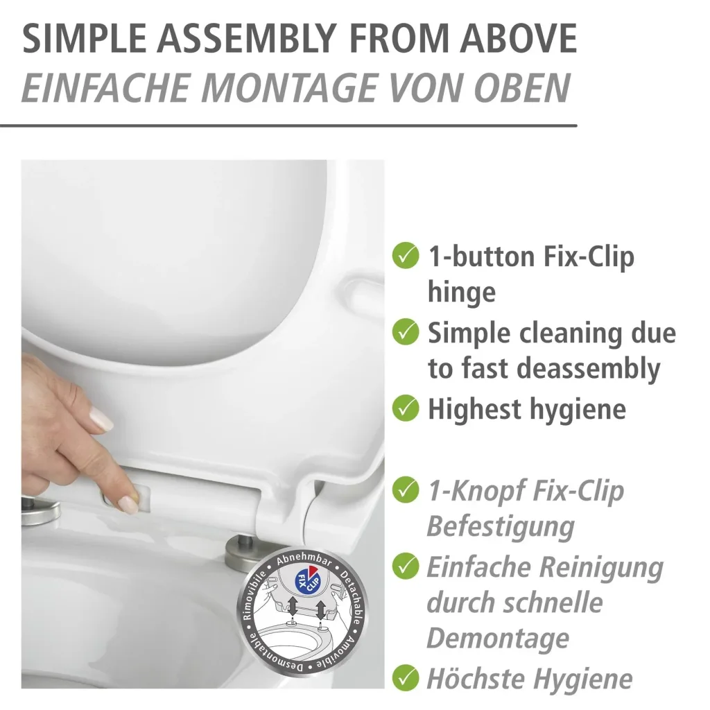 Premium toilet seat Grey Marble with relief, made of antibacterial Duroplast, with soft close