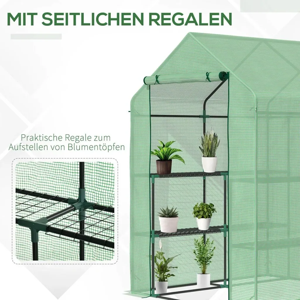 Plastic greenhouse greenhouse with flower shelf cold frame tomato house plant house for garden, made of steel tube and