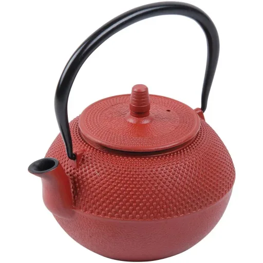 Cast iron tea kettle - 1250 ml - red