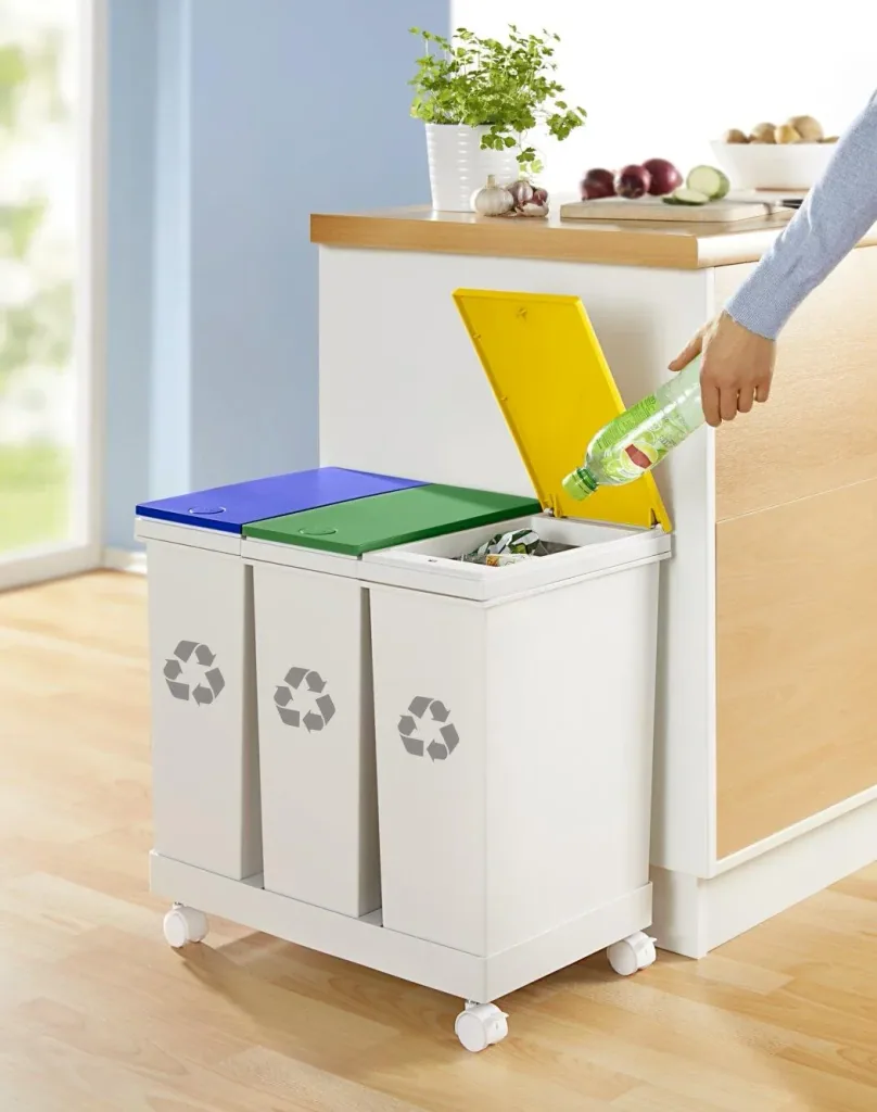 "Genial" waste separation system, 3 bins, 53 x 33.5 x 52.5 cm