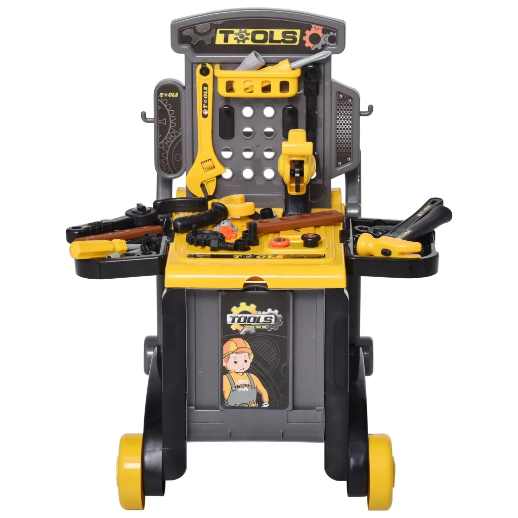 Children's workbench with 60-piece accessory set