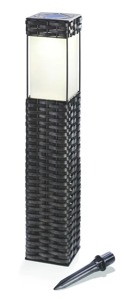 Solar LED floor lamp with solar module, rattan, daylight white