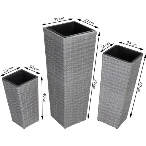 Flower pots - 3 pieces - polyrattan