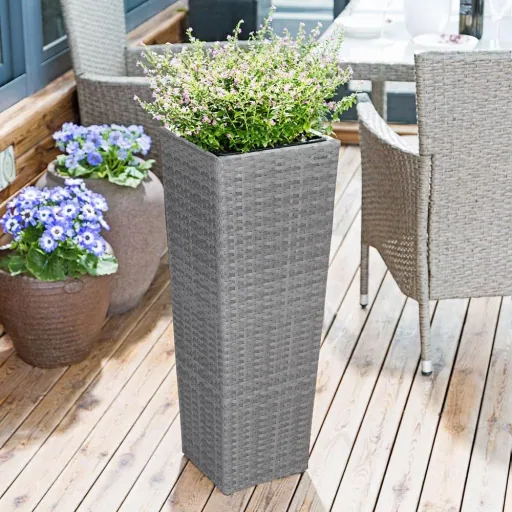 Flower pots - 3 pieces - polyrattan