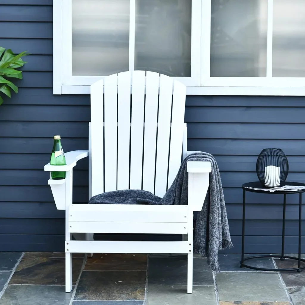 Garden chair with cup holder white