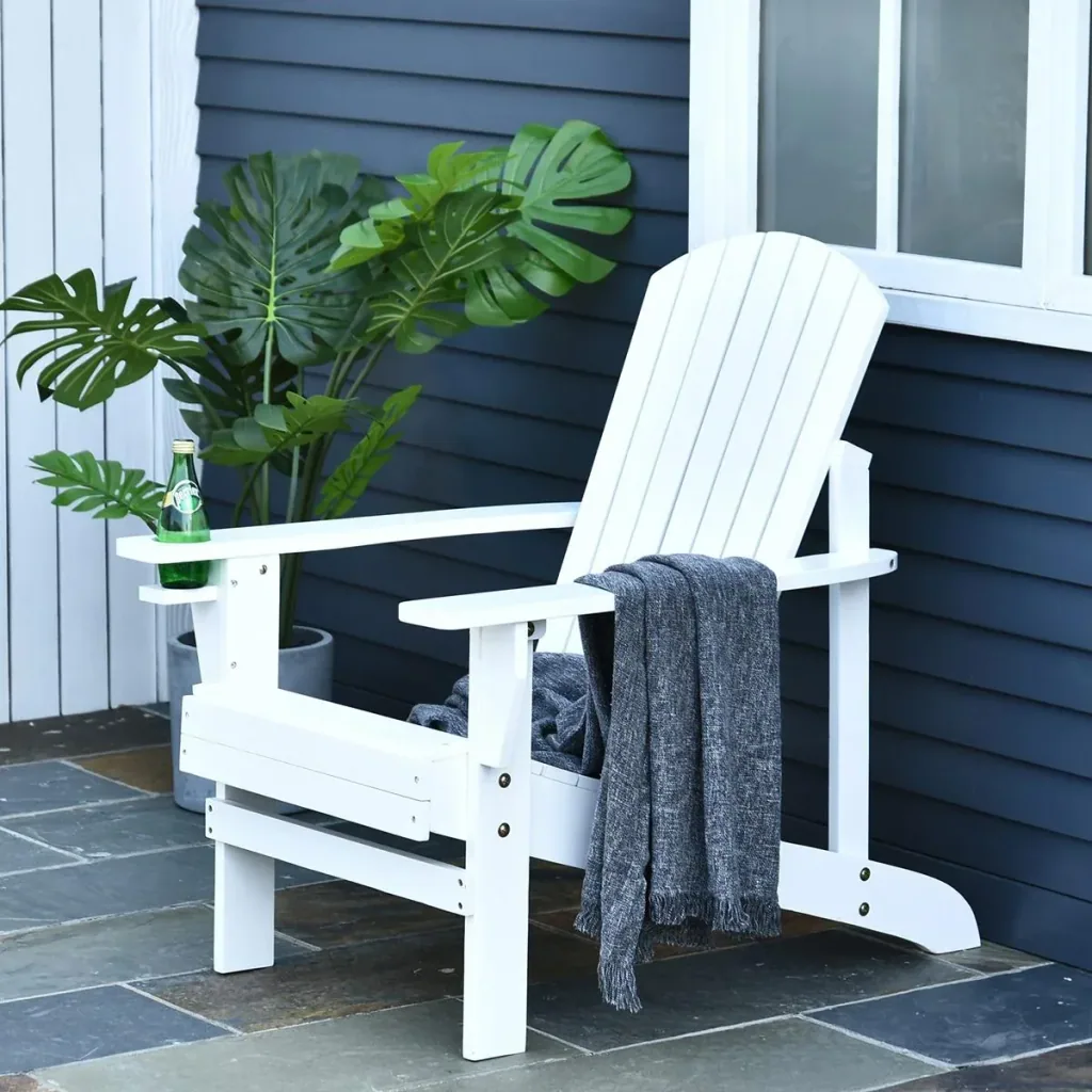 Garden chair with cup holder white