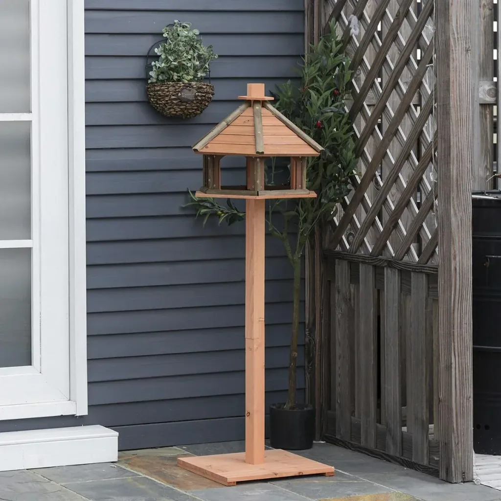 Birdhouse wooden bird villa feeding house bird stand bird table birdhouse play stand with waterproof roof for the