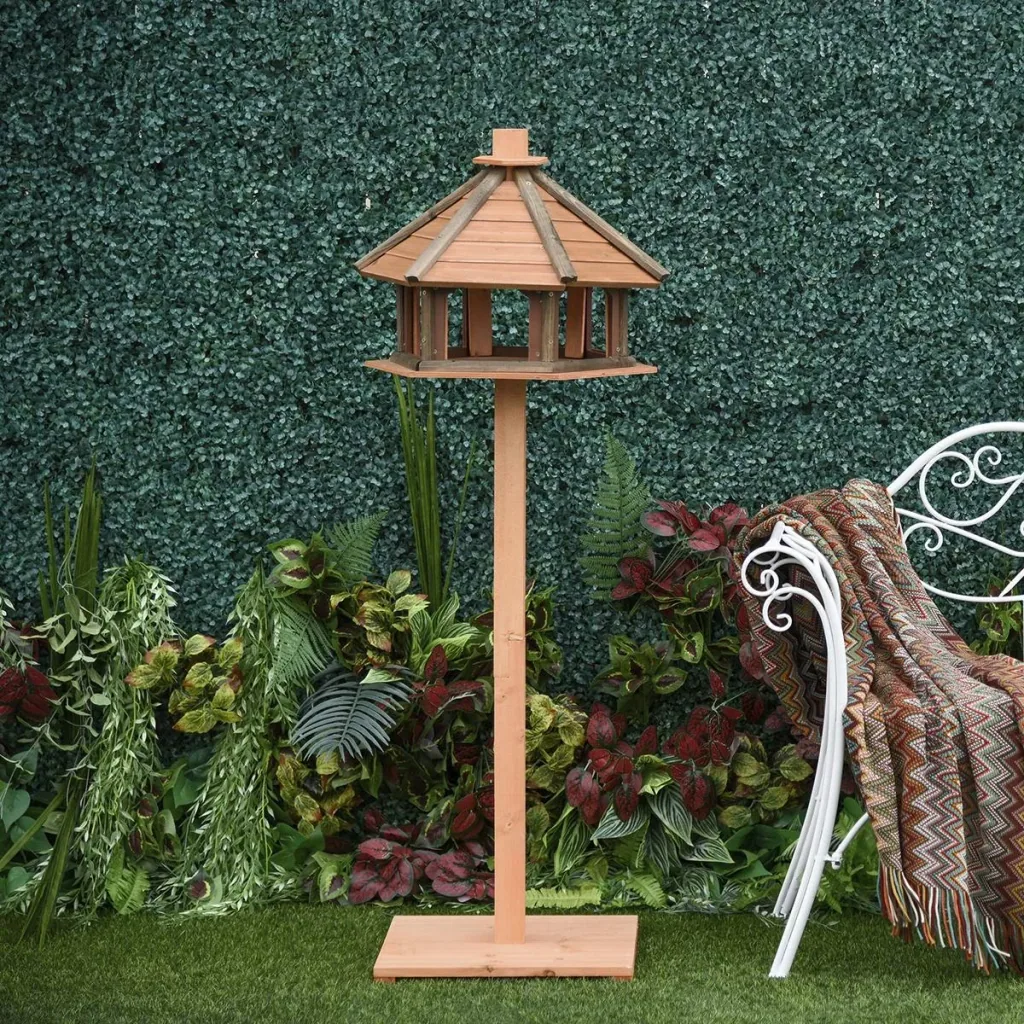 Birdhouse wooden bird villa feeding house bird stand bird table birdhouse play stand with waterproof roof for the