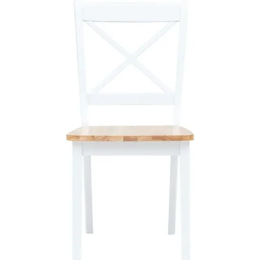 Dining chairs 2pcs solid rubberwood white and light wood color