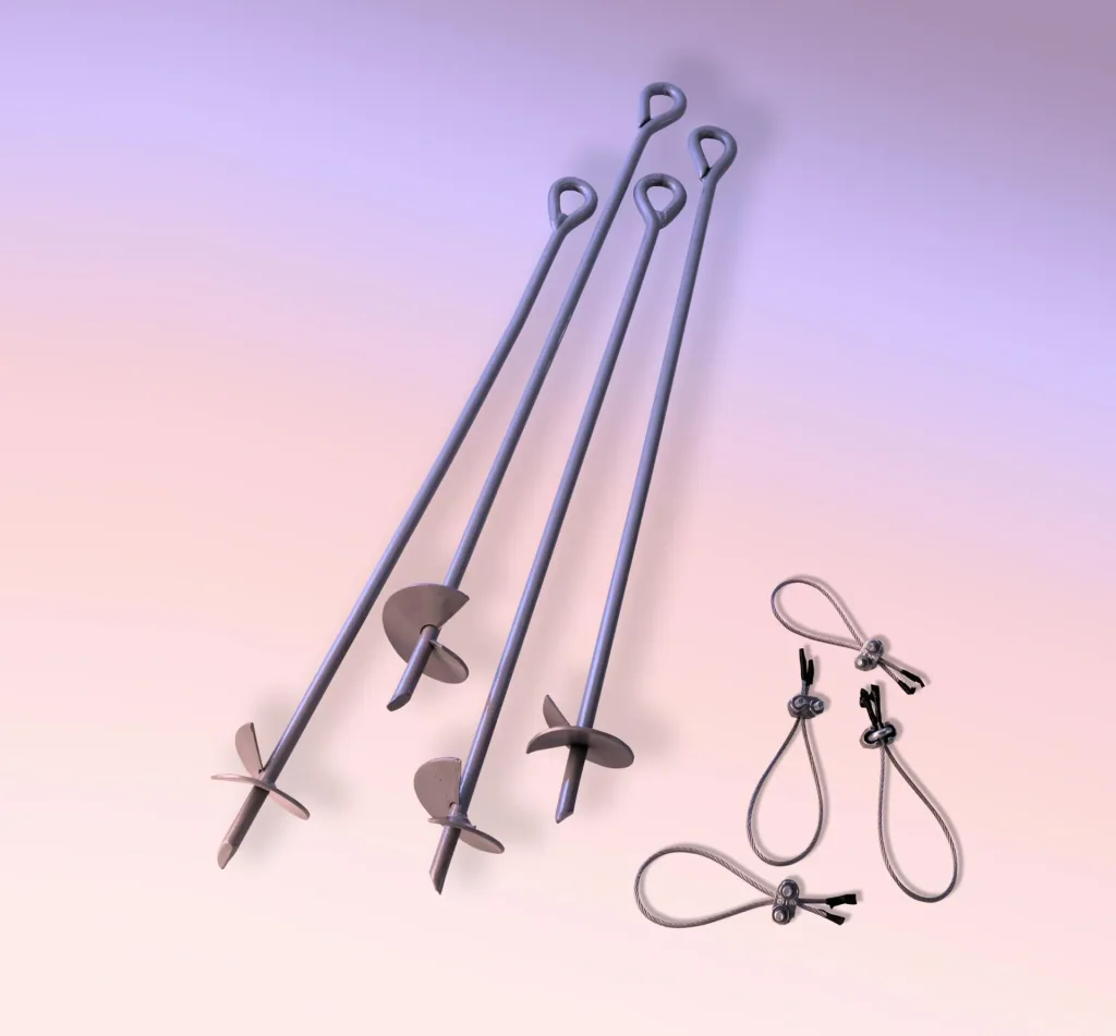 Ground Anchor Set 69 cm 4 Pieces Silver – Storm Anchors for Pasture Tent, Gazebo & Tent