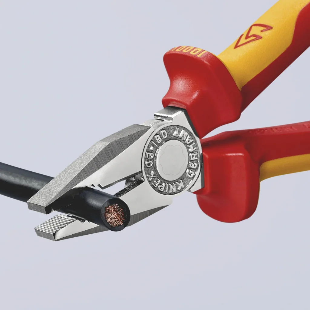 Insulated combination pliers with multi-component grips, VDE-tested, chrome-plated, 180 mm
