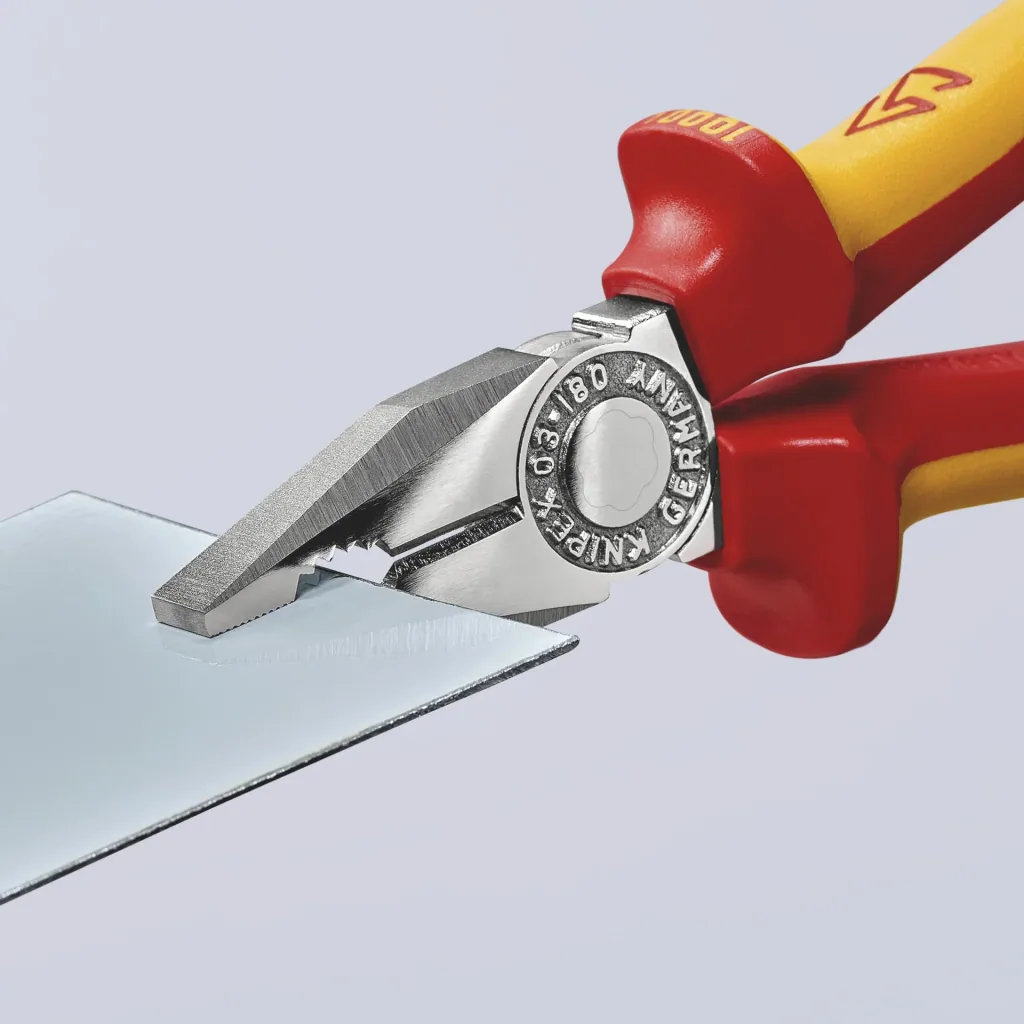 Insulated combination pliers with multi-component grips, VDE-tested, chrome-plated, 180 mm
