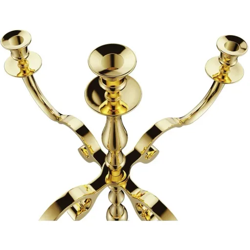 Candle holder gold shiny aluminum 40cm 5-arm candelabra