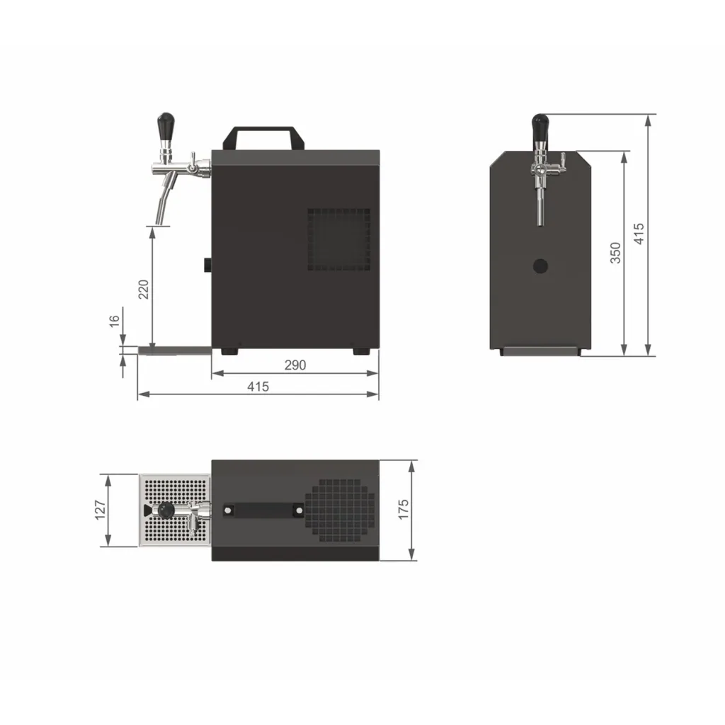 Beer dispenser, Beer machine - JET 30K with air pump flow cooler 1-line dry cooler, up to 30 liters/h