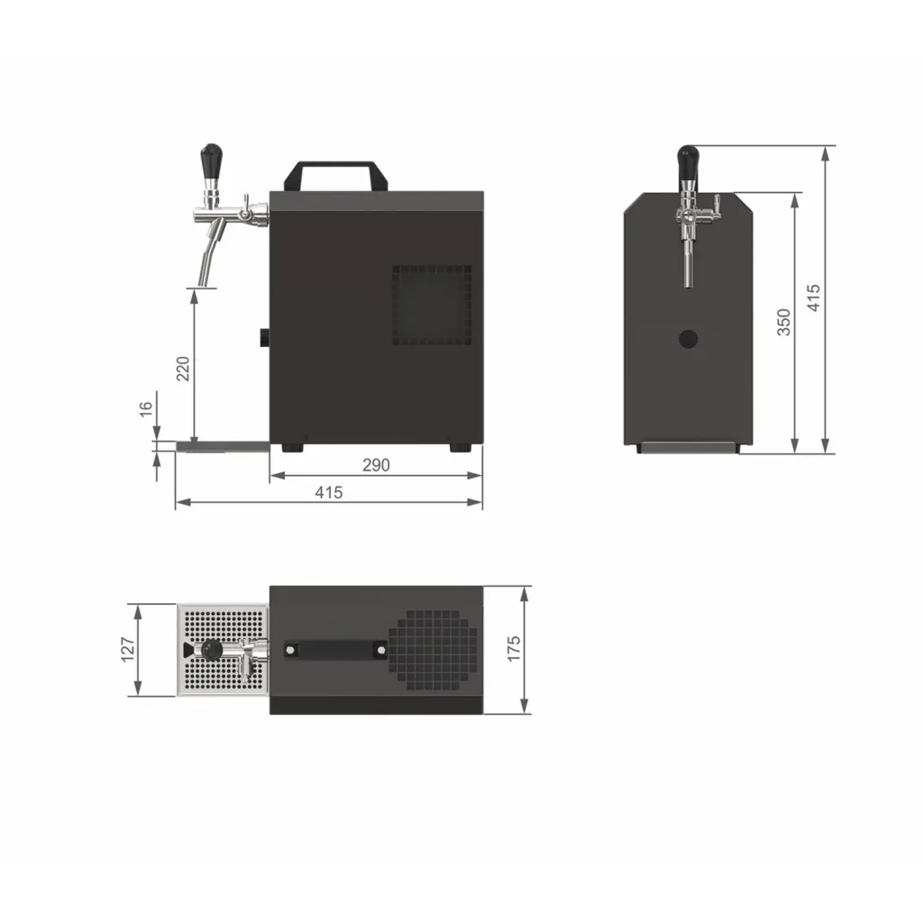 Beer dispenser, Beer machine - JET 30K with air pump flow cooler 1-line dry cooler, up to 30 liters/h
