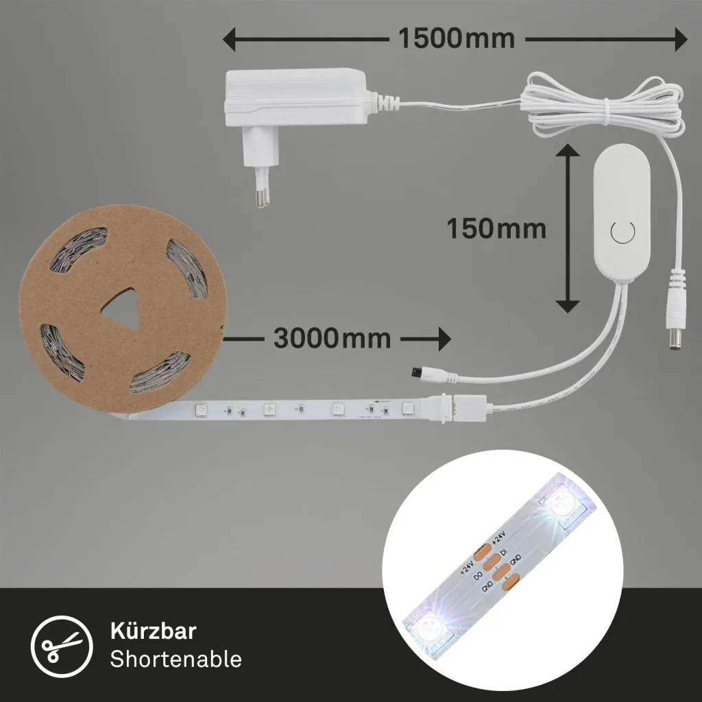 MAGIC RGB LED flex strip, 3m, music sensor, 90 RGB LEDs, 12W, remote control