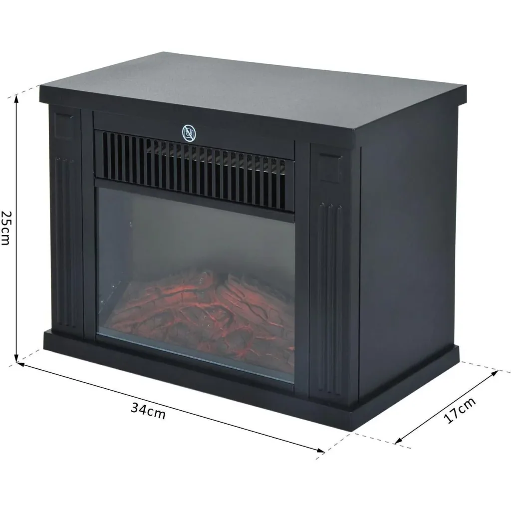 Electric fireplace freestanding fireplace 1200 Watt compact black