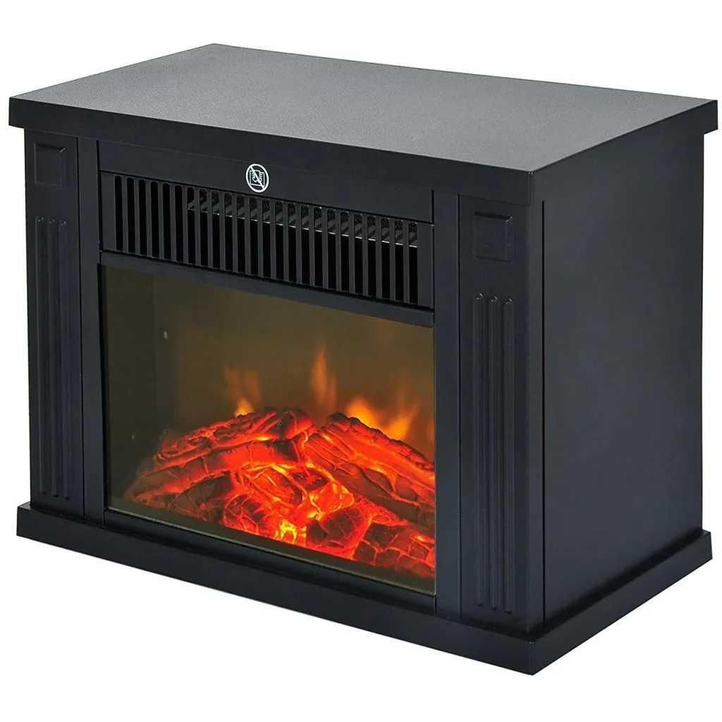 Electric fireplace freestanding fireplace 1200 Watt compact black