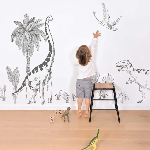 Lilipinso Wall Sticker XL Brontosaurus with palm trees