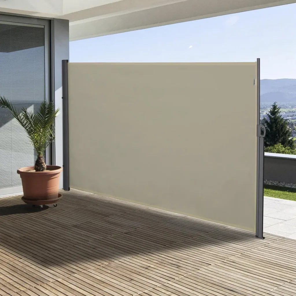 Side awning, privacy and sun protection, side roller blind, polyester, beige, 3 x 2 m