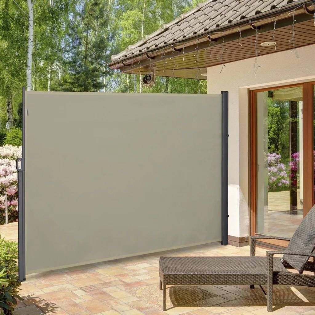 Side awning, privacy and sun protection, side roller blind, polyester, beige, 3 x 2 m