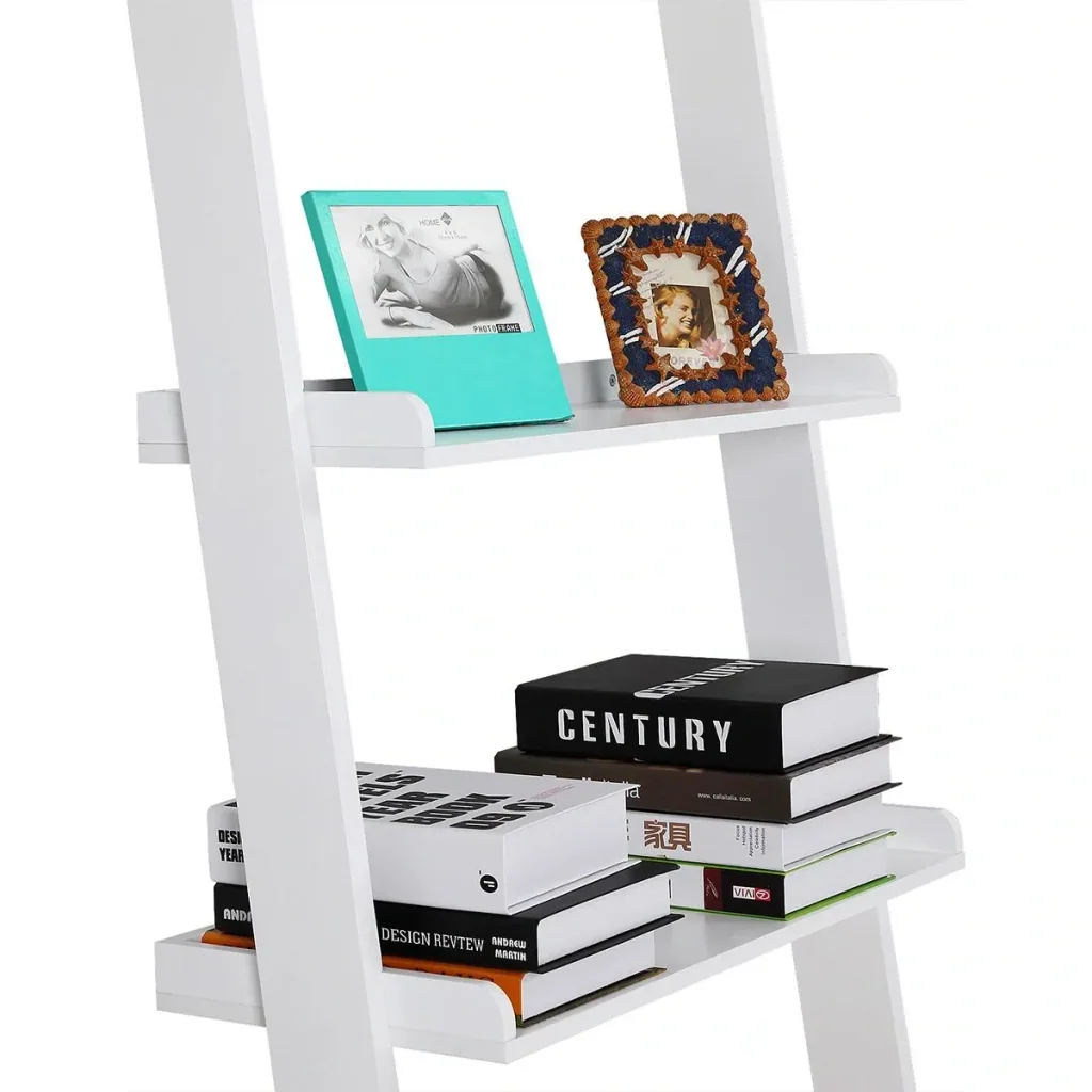 White wall shelf with 5 shelves 180 x 64 cm
