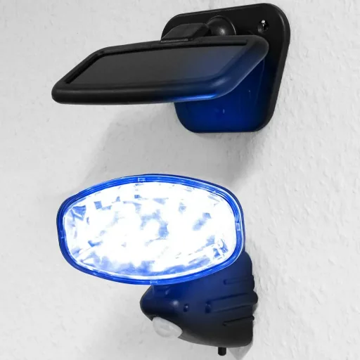 Solar-powered wall light with 15 LEDs and motion sensor