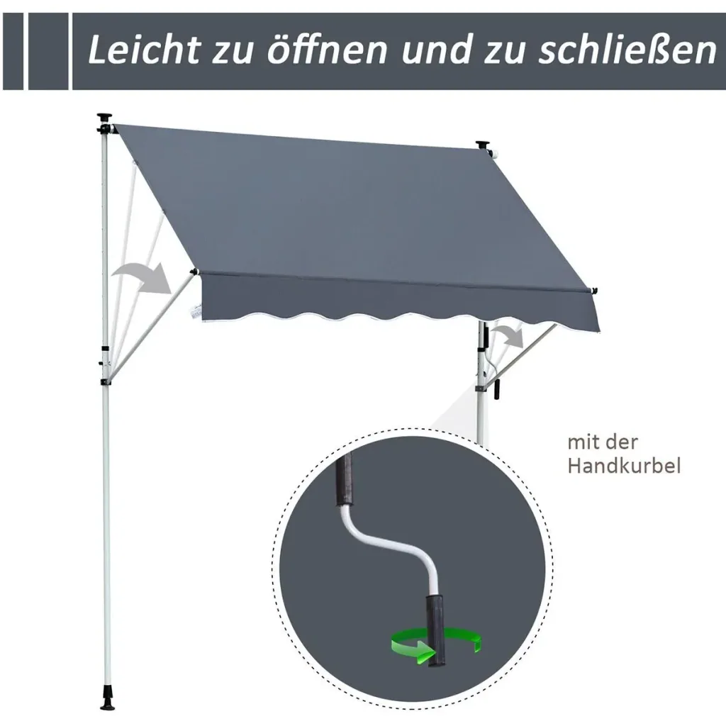 Awning with hand crank cream white