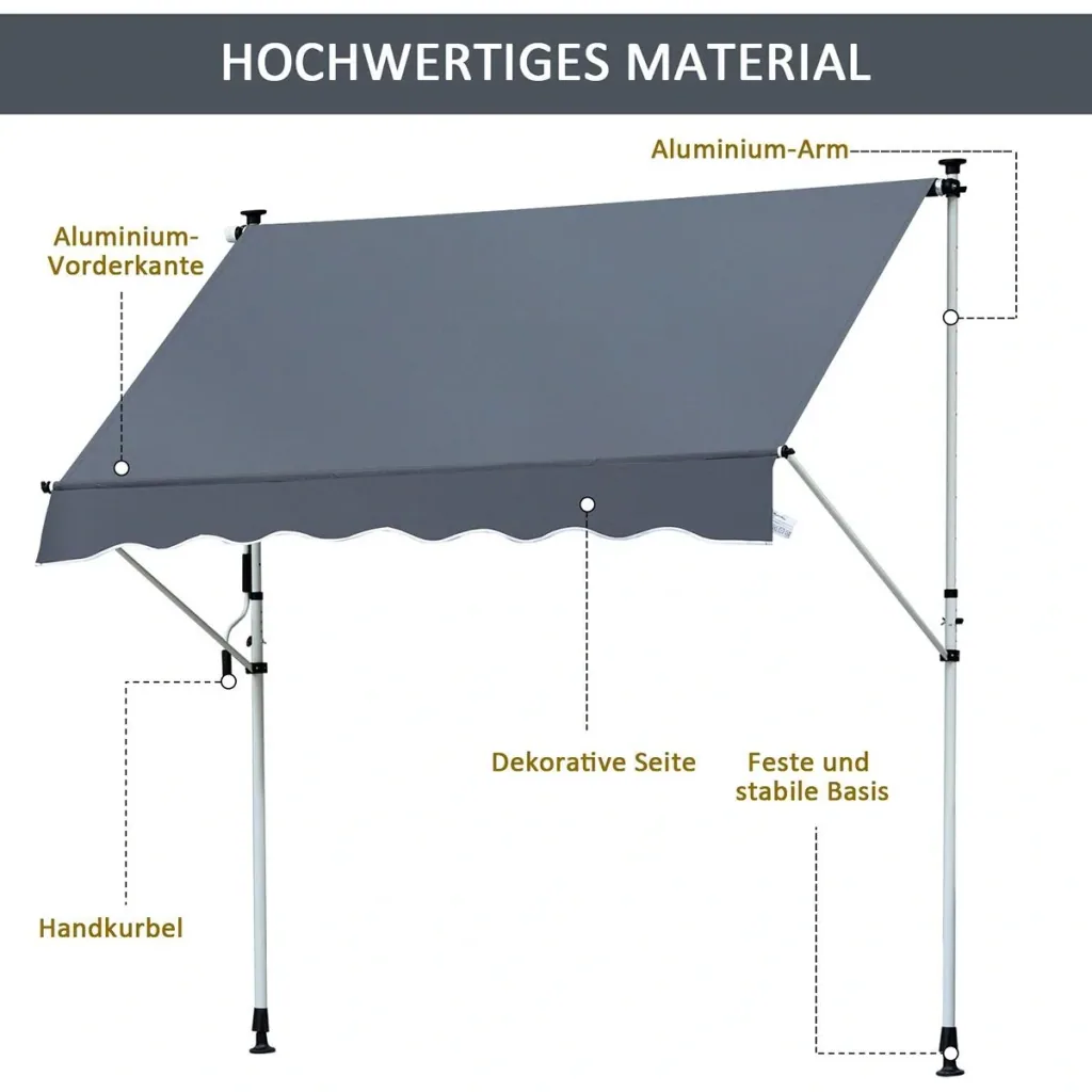 Awning with hand crank cream white