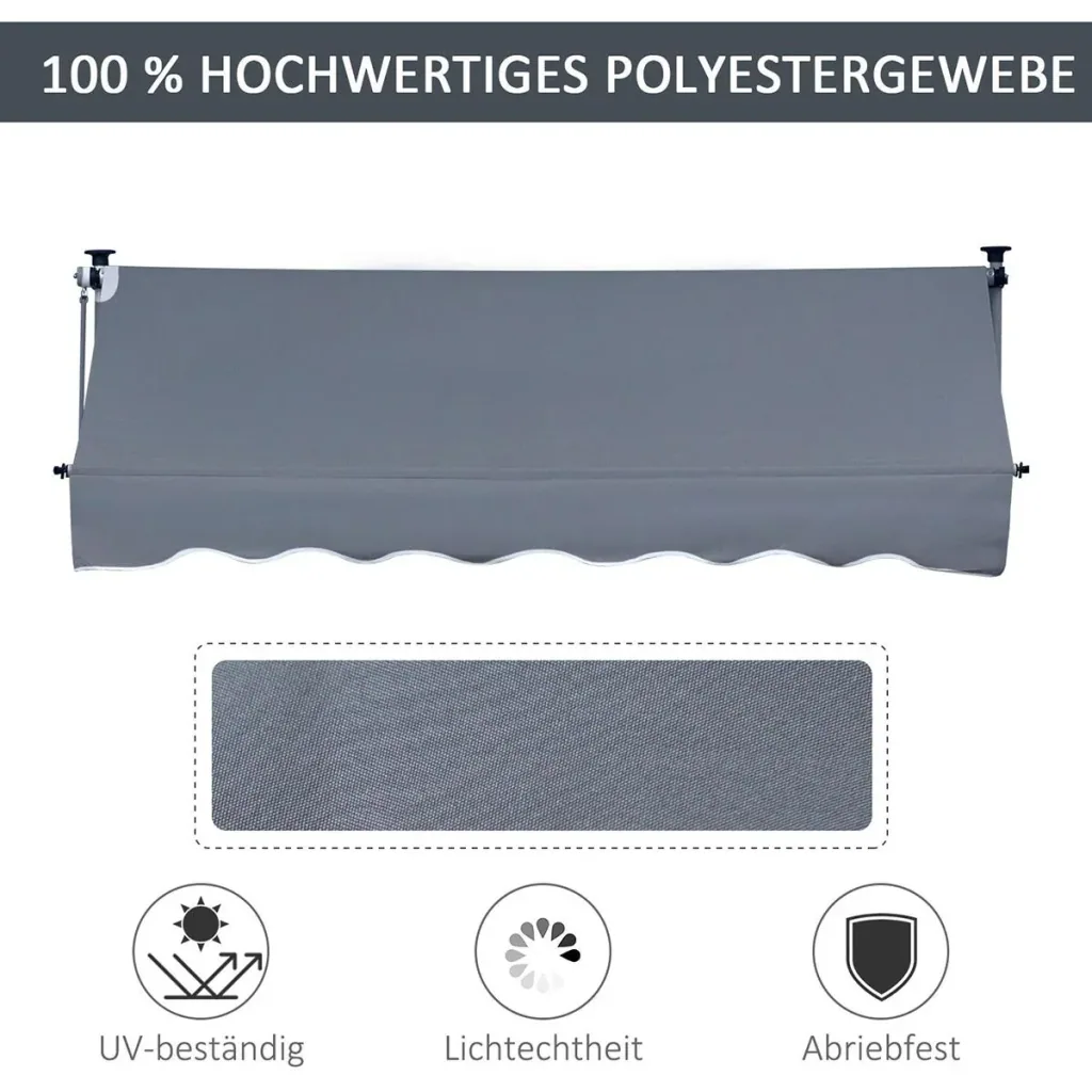 Awning with hand crank cream white
