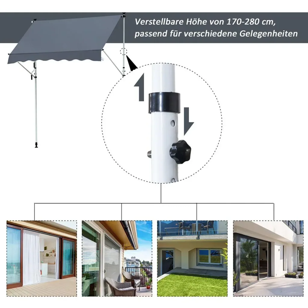 Awning with hand crank cream white