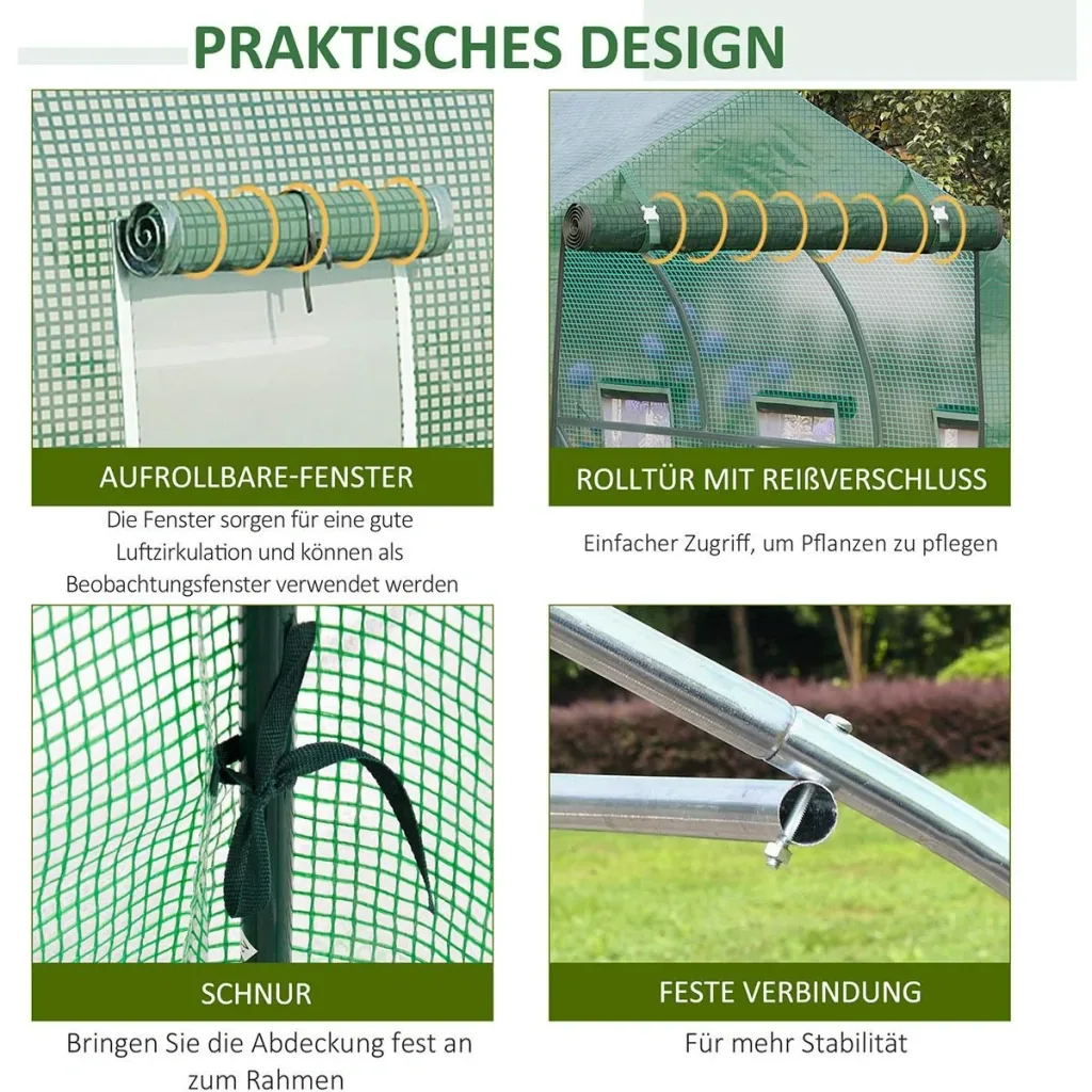 Polytunnel greenhouse walk-in 3 x 2 m greenhouse frost protection steel pipe dark green