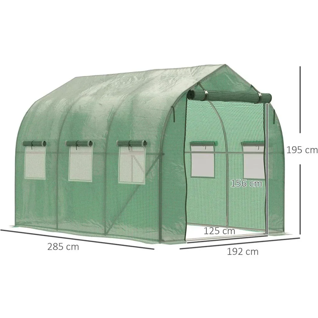 Polytunnel greenhouse walk-in 3 x 2 m greenhouse frost protection steel pipe dark green