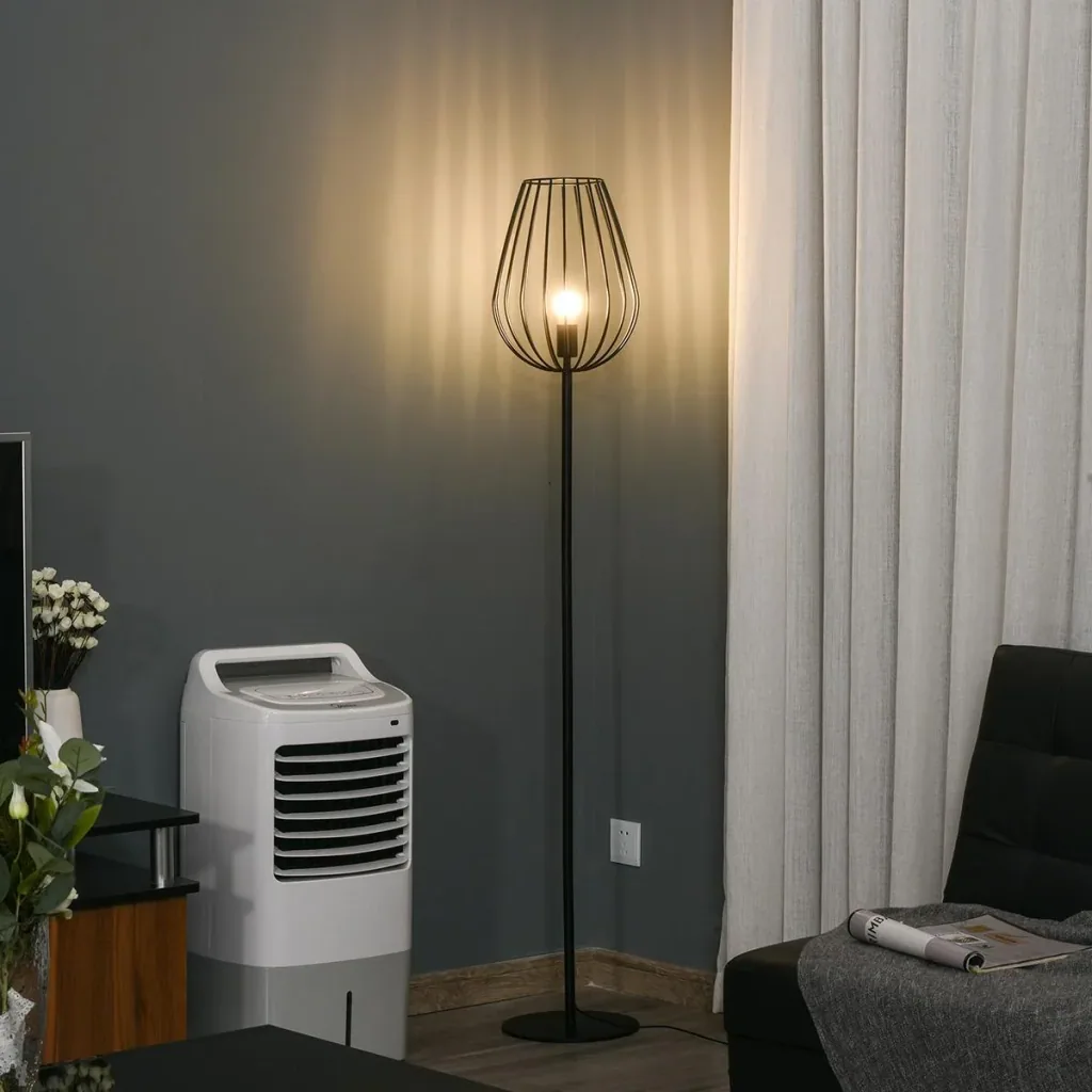 Floor lamp in retro industrial style black