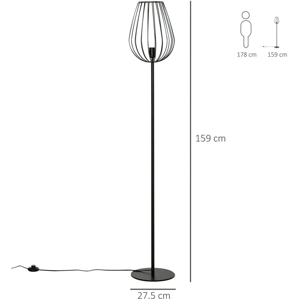Floor lamp in retro industrial style black