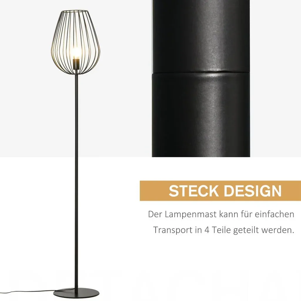 Floor lamp in retro industrial style black
