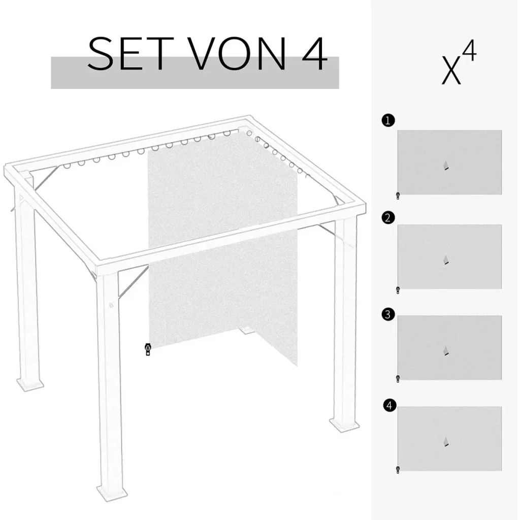 4 side panels for 3x4 m gazebo