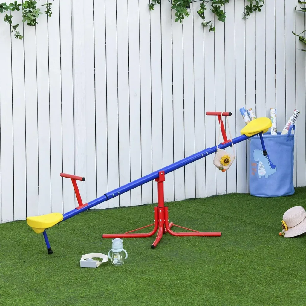 Children's garden seesaw 360° rotating seesaw carousel seesaw for 3-8 years metal multicolored 182 x 77 x 63 cm