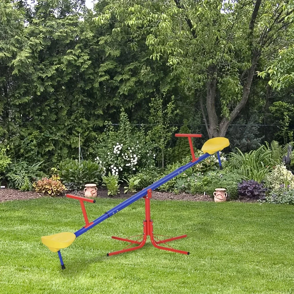 Children's garden seesaw 360° rotating seesaw carousel seesaw for 3-8 years metal multicolored 182 x 77 x 63 cm
