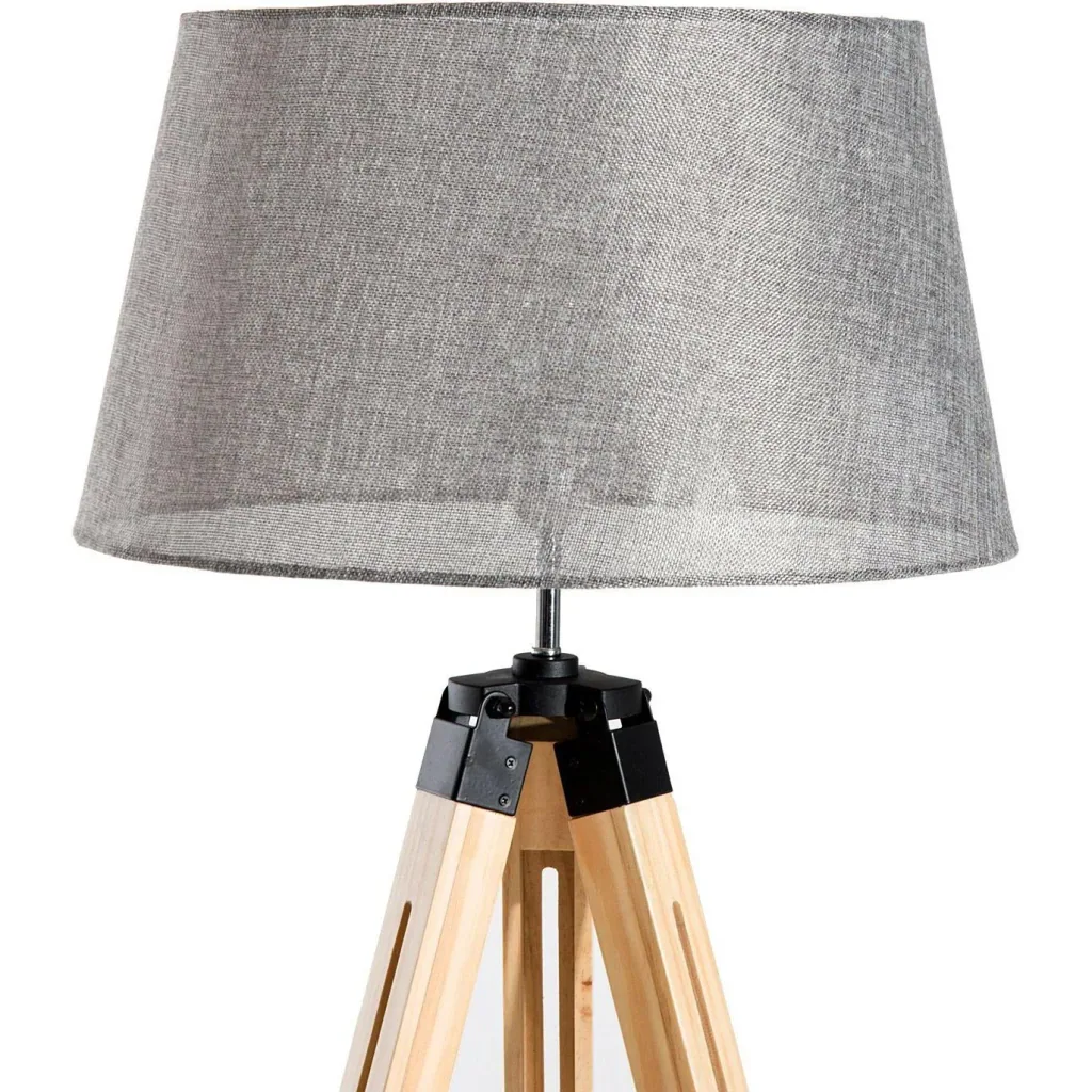 Floor lamp tripod height adjustable 99-143cm E27 pine grey