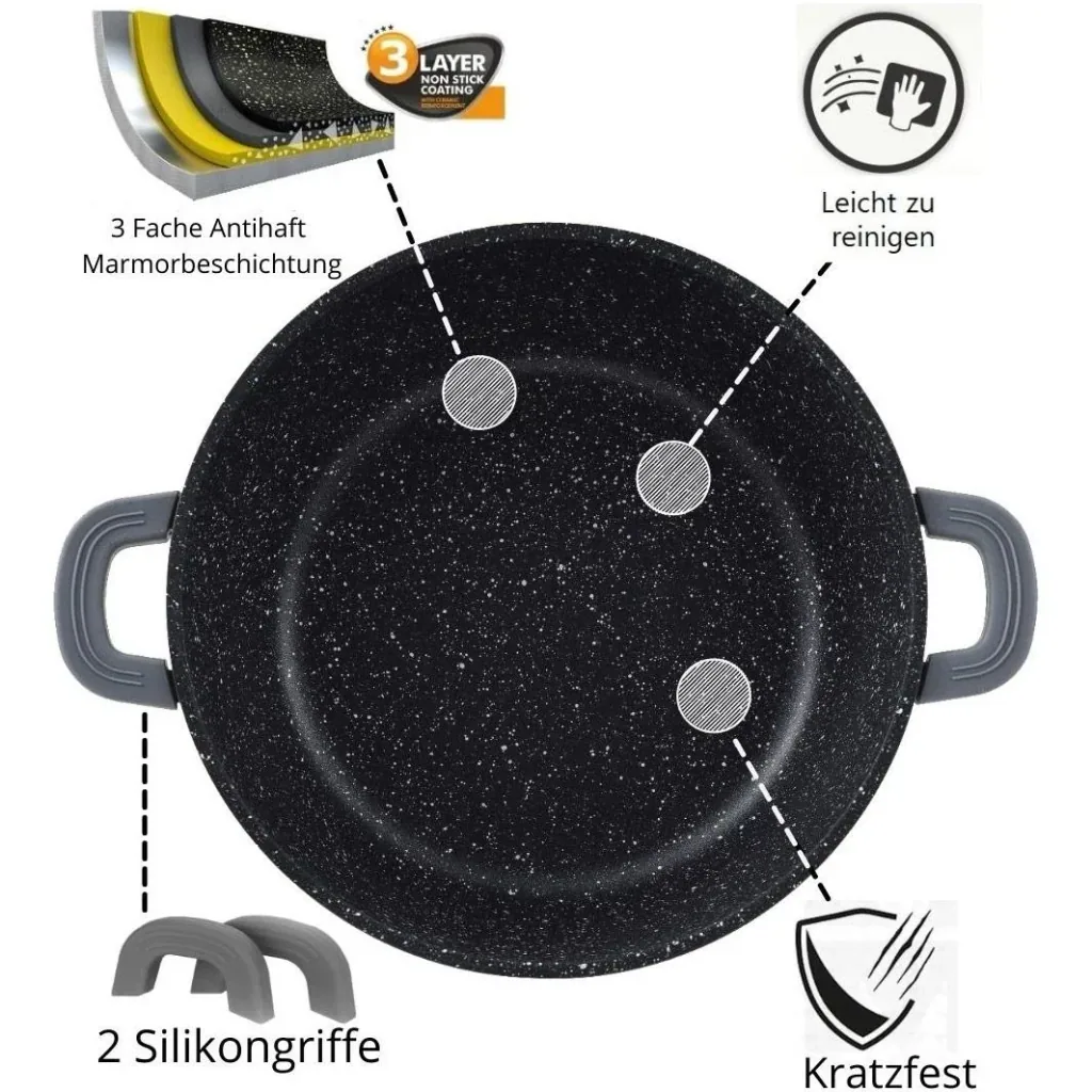 Saucepan/Casserole - with lid - 24 cm - Black