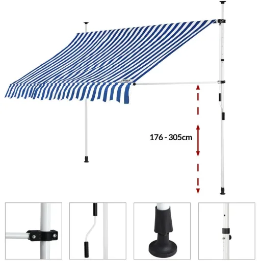 Clamp awning blue/white 250cm