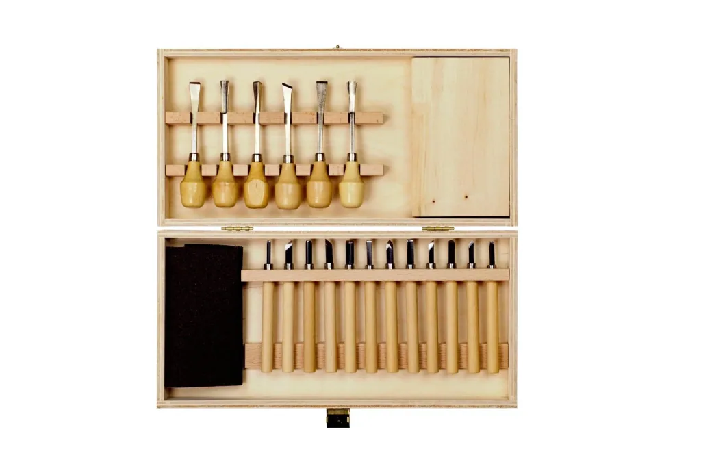 Carving set in wooden box