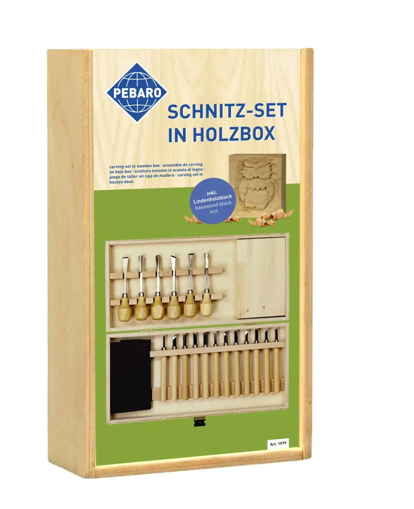 Carving set in wooden box
